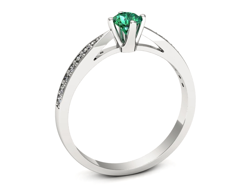 Złoty pierścionek ze szmaragdem i brylantami - p16587bsm — zdjęcie 3