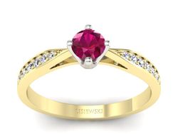 Pierścionek z rubinem i diamentami - p16587zbr