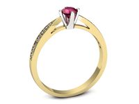 Pierścionek z rubinem i diamentami w żółtym i białym złocie - p16587zbr- 3