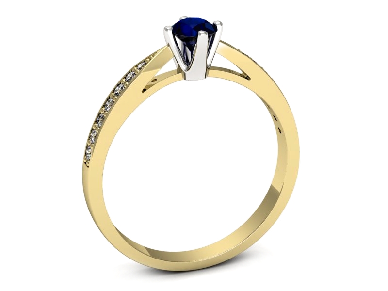 Złoty pierścionek z szafirem i brylantami - p16587zbsz — zdjęcie 3
