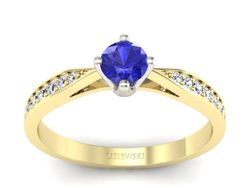 Pierścionek z szafirem i diamentami - p16587zbszc