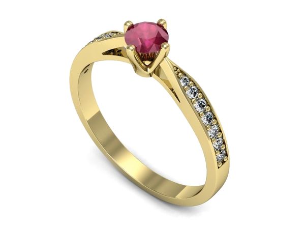 Złoty pierścionek z rubinem i brylantami złoto proba 585 - p16587zr- 1