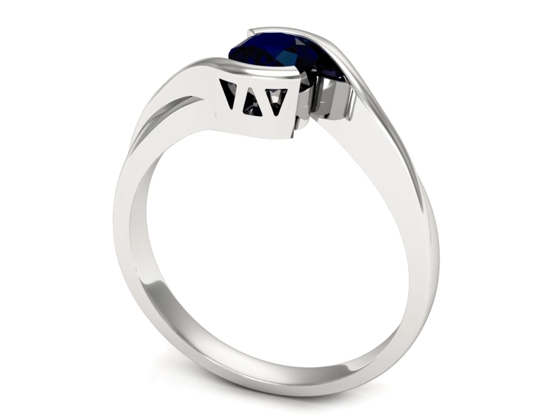 Złoty pierścionek z szafirem białe złoto - p16588bsz — zdjęcie 3