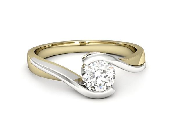 Pierścionek z diamentem żółte i białe złoto 585 - p16588zb