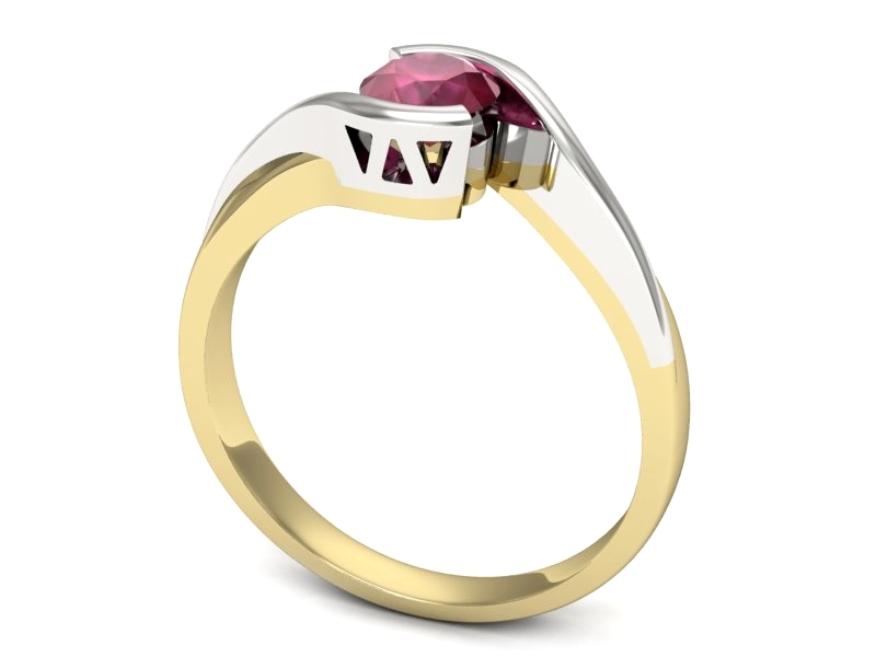 Pierścionek z rubinem żółte białe złoto - p16588zbr — zdjęcie 3