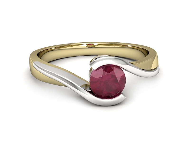 Pierścionek z rubinem żółte białe złoto - p16588zbr — zdjęcie 2