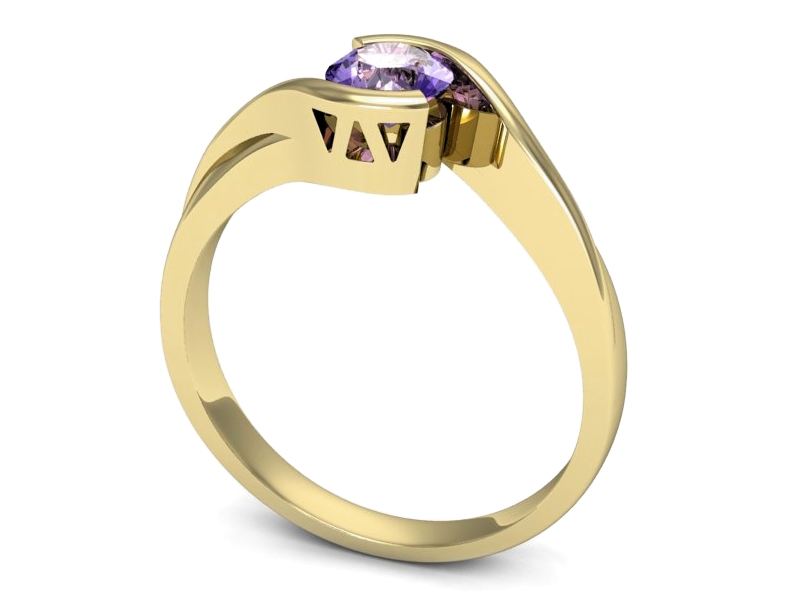 Złoty pierścionek z tanzanitem żółte złoto - p16588zt — zdjęcie 3