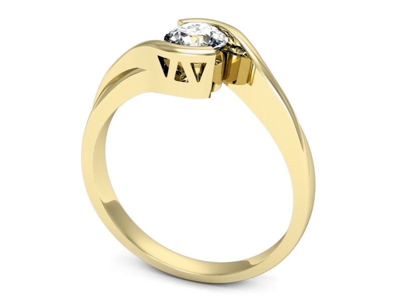Złoty pierścionek z brylantem żółte złoto - p16588zV — zdjęcie 3