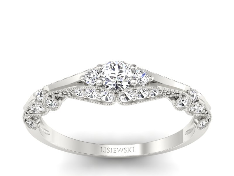 Złoty pierścionek z brylantami białe złoto - p16589b