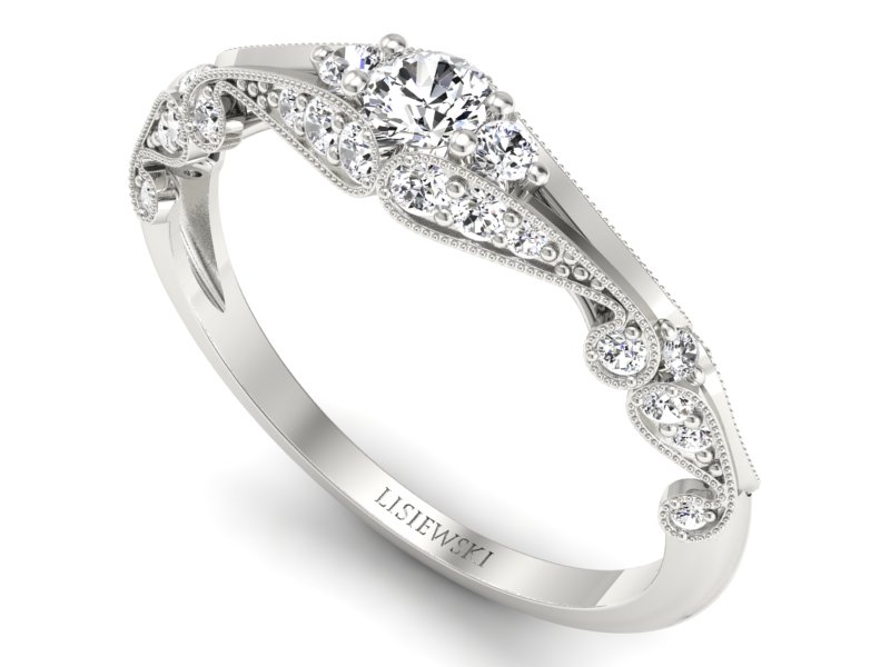 Złoty pierścionek z brylantami białe złoto - p16589b — zdjęcie 3