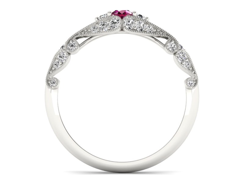 Pierścionek z rubinem i diamentami białe złoto - p16589br — zdjęcie 2