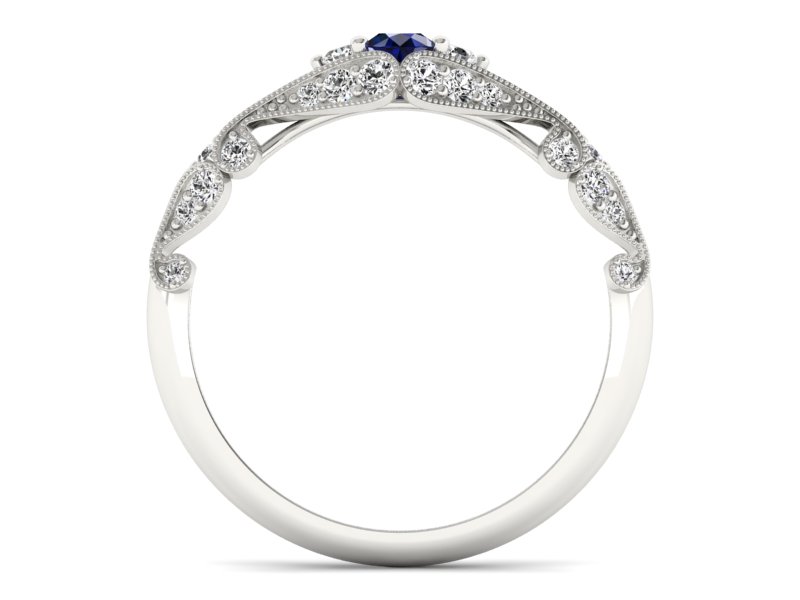 Pierścionek z szafirem i diamentami białe złoto - p16589bsz — zdjęcie 2