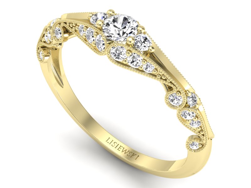 Złoty pierścionek z brylantami żółte złoto - p16589z — zdjęcie 3