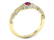 Złoty pierścionek z rubinem i diamentami - p16589zr - 2