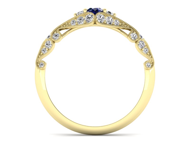 Złoty pierścionek z szafirem i diamentami - p16589zsz — zdjęcie 2