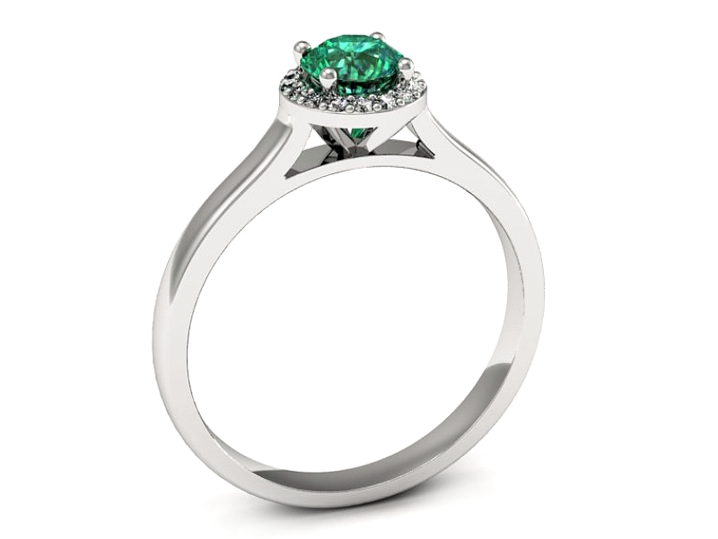 Złoty pierścionek ze szmaragdem i brylantami - p16590bsm — zdjęcie 3