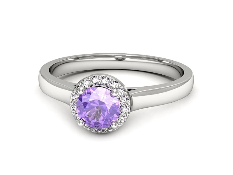 Pierścionek z tanzanitem białe złoto i brylantami - p16590bt — zdjęcie 2