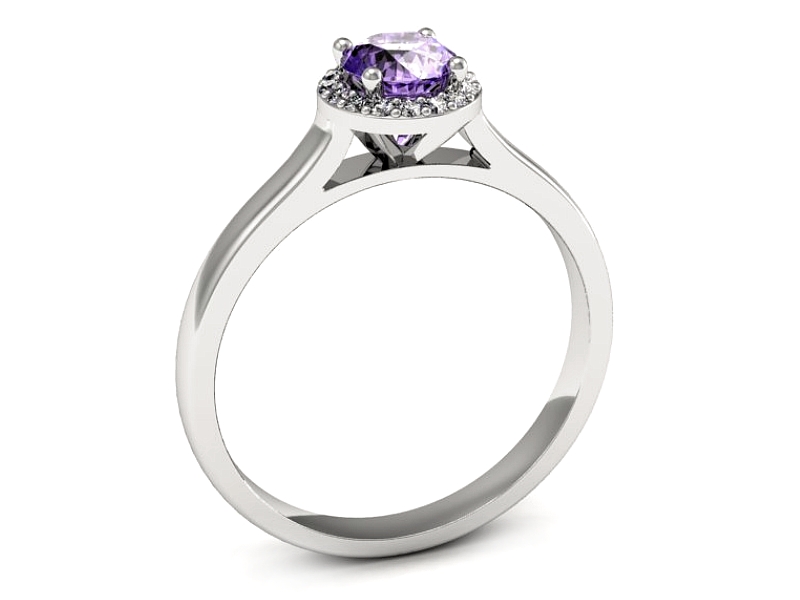 Pierścionek z tanzanitem białe złoto i brylantami - p16590bt — zdjęcie 3