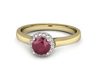 Pierścionek z rubinem i diamentami w żółtym i białym złocie - p16590zbr- 2