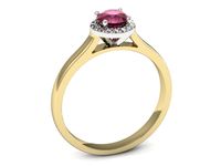 Pierścionek z rubinem i diamentami w żółtym i białym złocie - p16590zbr- 3