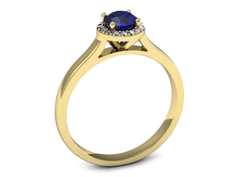 Złoty pierścionek z szafirem i brylantami - p16590zszc — zdjęcie 3
