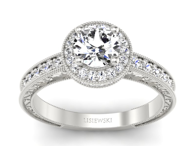 Złoty pierścionek z brylantami białe złoto - p16591b