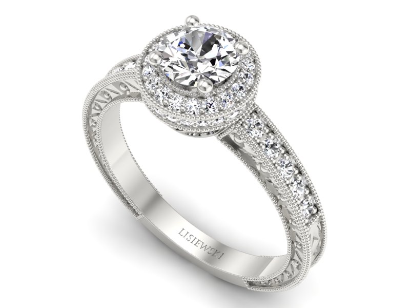 Złoty pierścionek z brylantami białe złoto - p16591b — zdjęcie 3