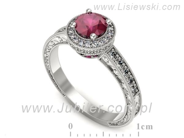 Pierścionek z rubinem białe złoto z brylantami gold 14k - p16591br- 1