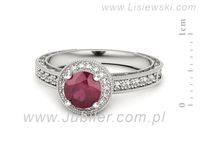 Pierścionek z rubinem białe złoto z brylantami gold 14k - p16591br- 2