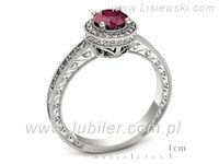 Pierścionek z rubinem białe złoto z brylantami gold 14k - p16591br- 3