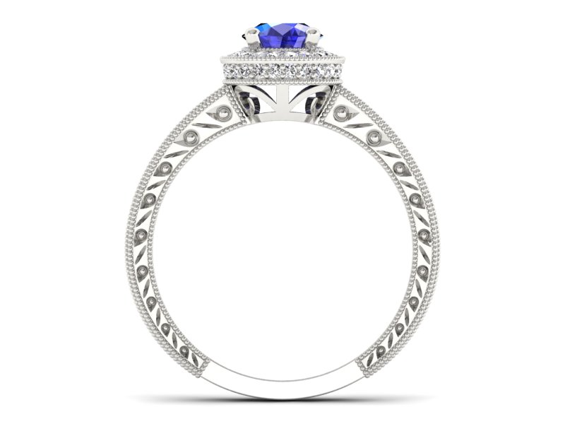 Pierścionek z szafirem i brylantami białe złoto - p16591bszc — zdjęcie 2