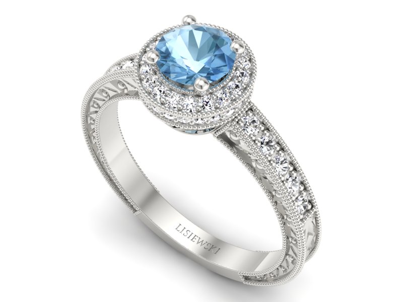 Pierścionek z topazem i brylantami białe złoto - p16591btp — zdjęcie 3