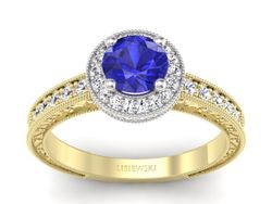 Pierścionek z szafirem i diamentami - p16591zbszc
