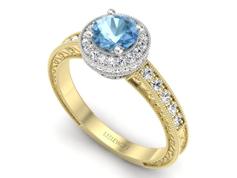 Pierścionek z topazem z brylantami - p16591zbtp — zdjęcie 3