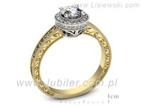 Pierścionek z diamentami żółte i białe złoto próba 585 - p16591zbV- 3
