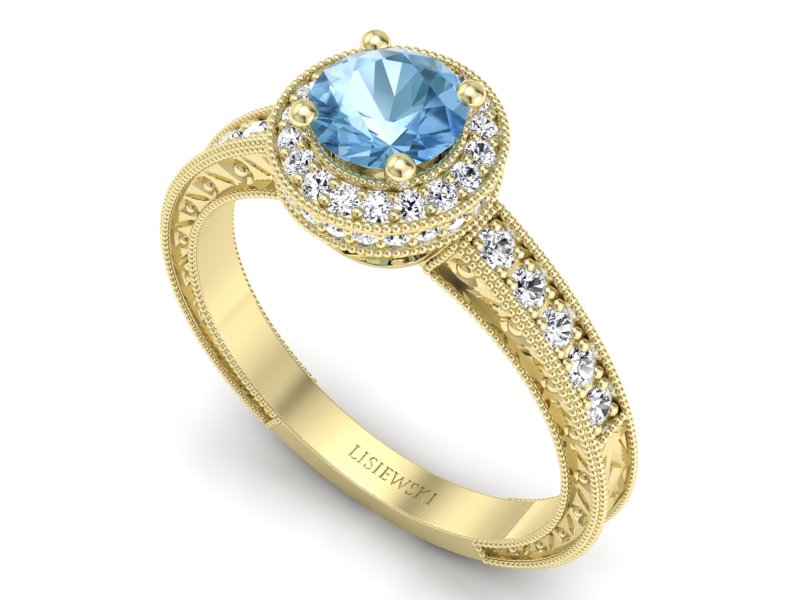 Pierścionek z topazem i brylantami żółte złoto - p16591ztp — zdjęcie 3