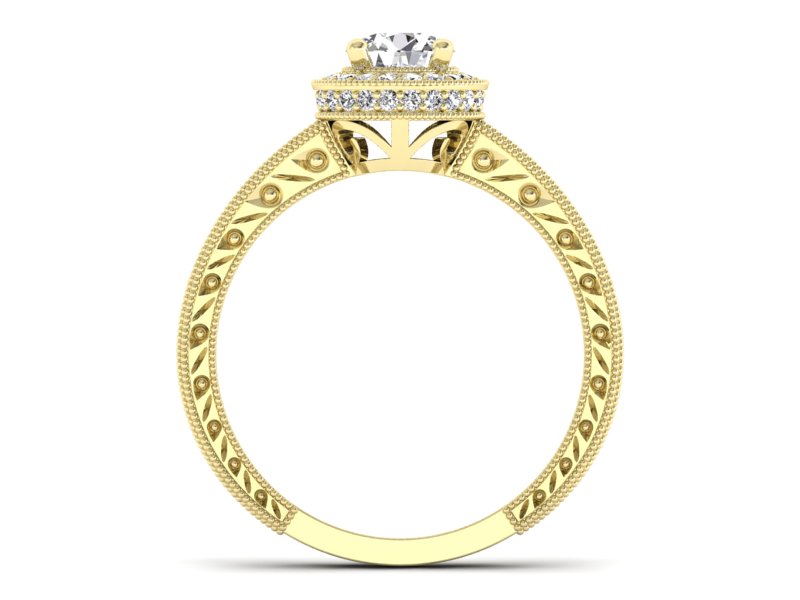 Złoty pierścionek z brylantami żółte złoto - p16591zV — zdjęcie 2