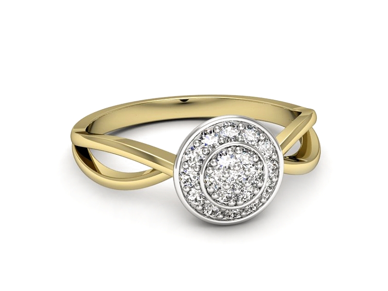 Złoty pierścionek z brylantami - p16592zb — zdjęcie 2