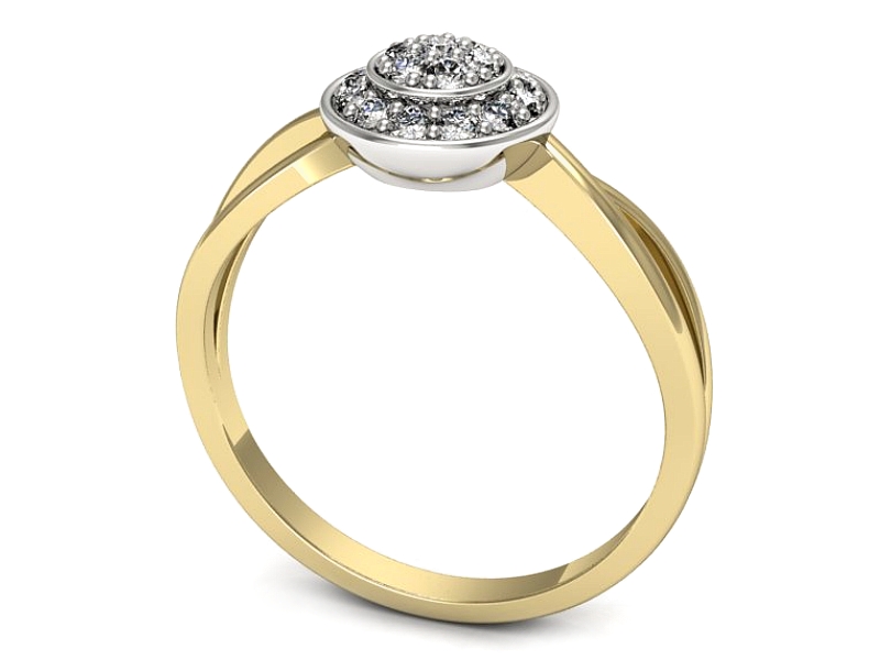 Złoty pierścionek z brylantami - p16592zb — zdjęcie 3