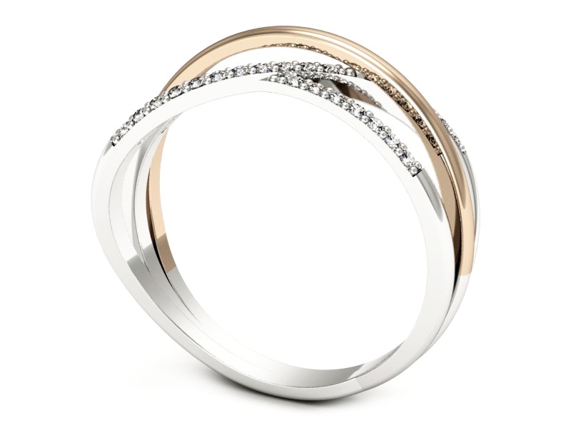Pierścionek z brylantami białe i różowe złoto - p16593bc — zdjęcie 3