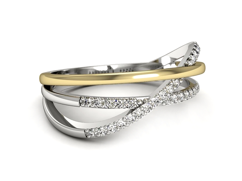 Pierścionek z brylantami białe żółte złoto - p16593bz — zdjęcie 3