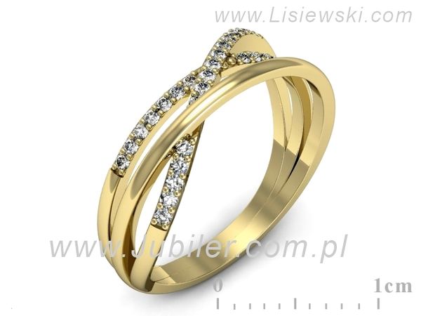 Złoty Pierścionek z brylantami złoto próby 585 żółte złoto - p16593z- 1
