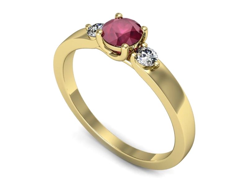 Złoty pierścionek z rubinem i brylantami złoto proba 585 - p16594zr