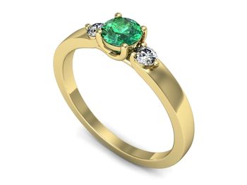 Złoty pierścionek ze szmaragdem i brylantami - p16594zsm - 1