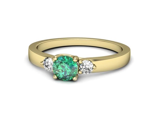 Złoty pierścionek ze szmaragdem i brylantami - p16594zsm