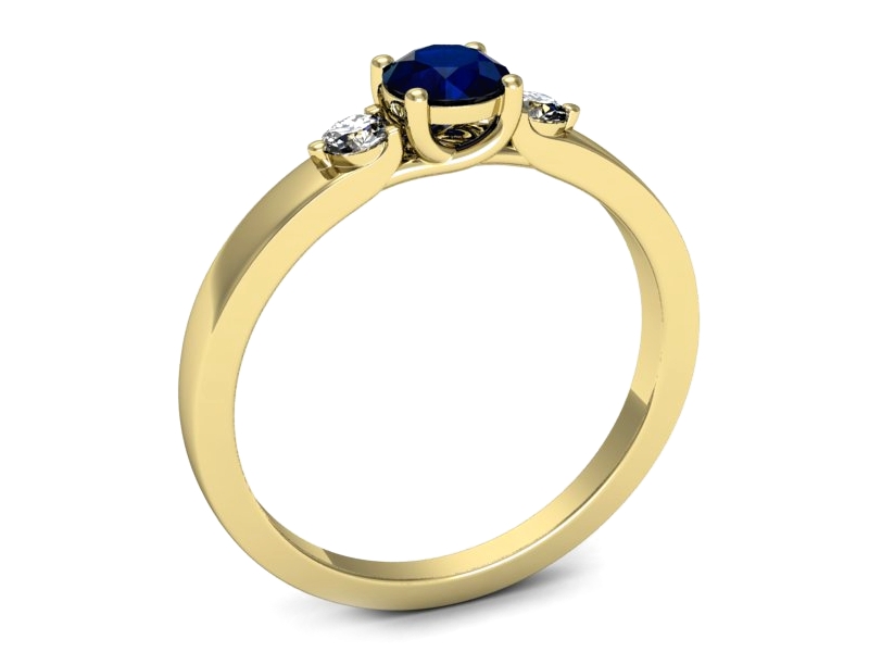 Złoty pierścionek z szafirem i brylantami - p16594zsz — zdjęcie 3