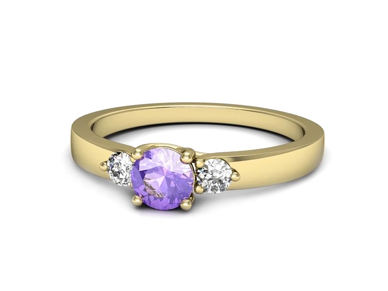 Pierścionek z tanzanitem i brylantami żółte złoto - p16594zt — zdjęcie 2