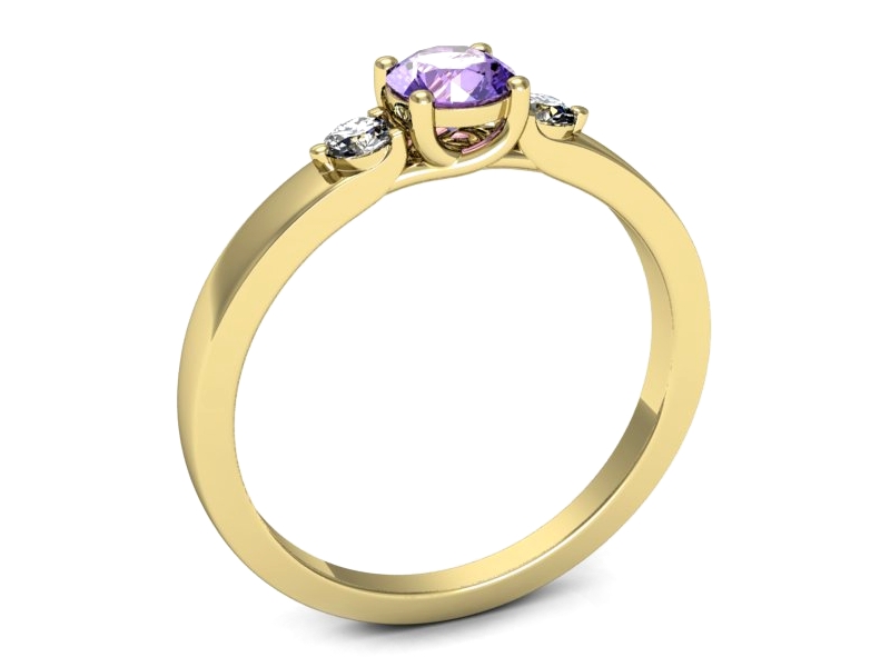 Pierścionek z tanzanitem i brylantami żółte złoto - p16594zt — zdjęcie 3