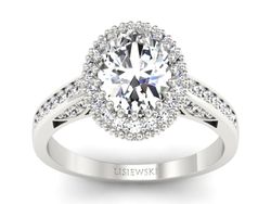 Złoty pierścionek z diamentami białe złoto - p16595b