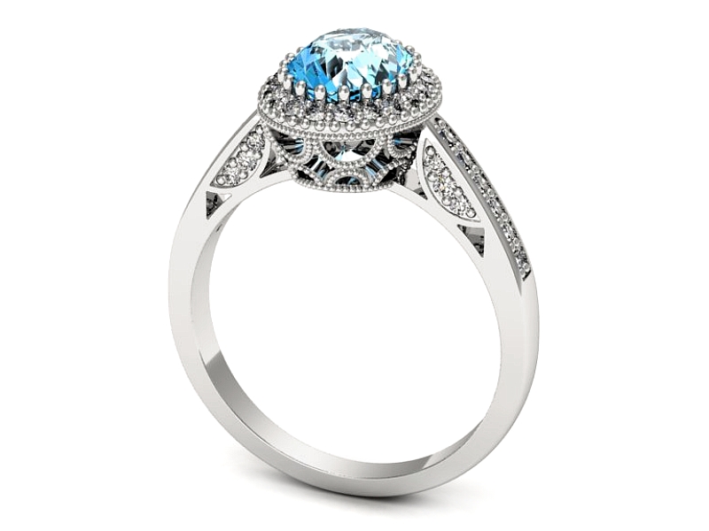 Pierścionek z topazem i brylantami białe złoto - p16595btp — zdjęcie 3